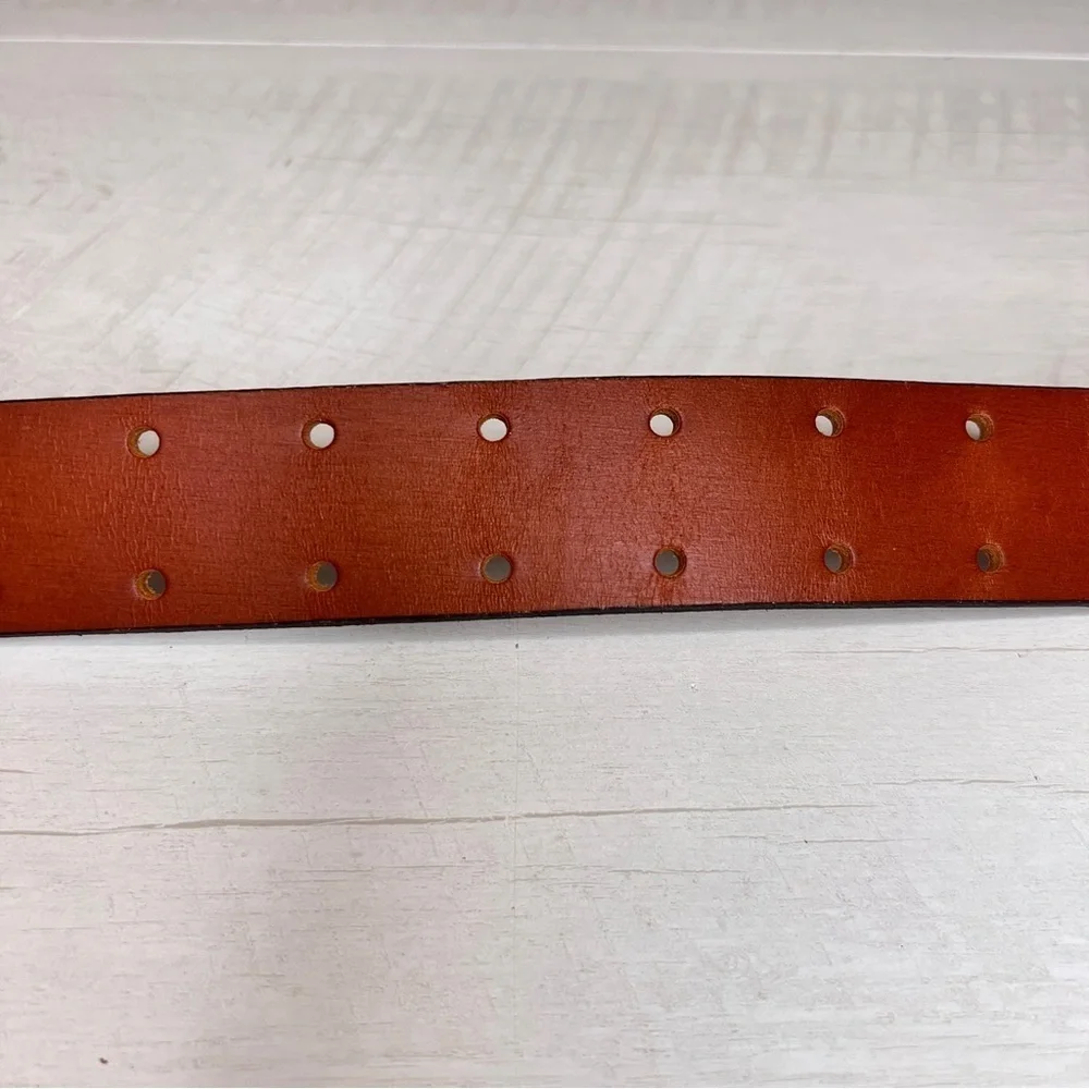 Vintage Chaucer Brown Harness Leather Perforated Belt NWT
